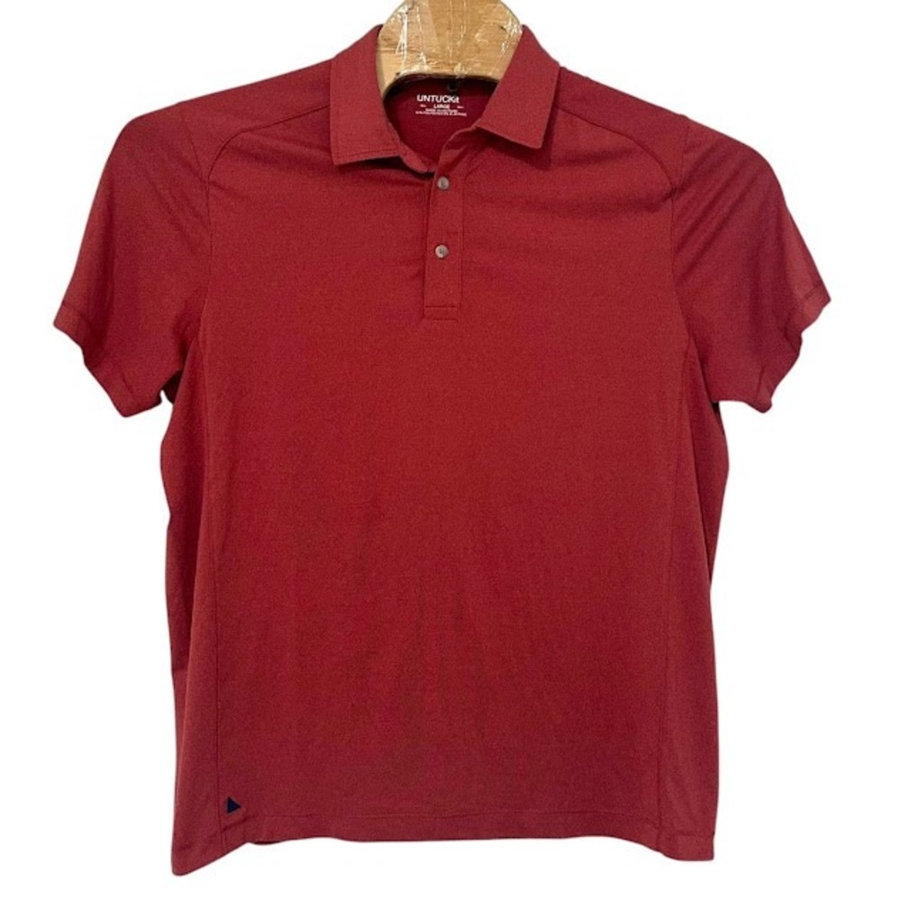 Untuckit Heather Red Polyester Performance Polo S… - image 1